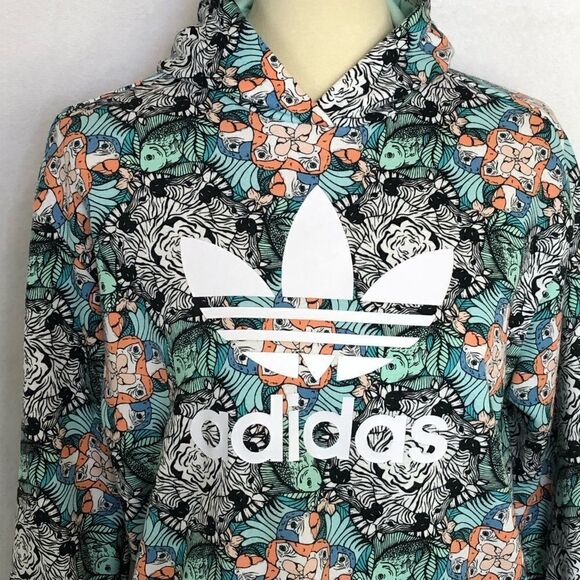 ADIDAS ORIGINALS HOODED SWEATSHIRT ZOO PRINT - Picture 2 of 7